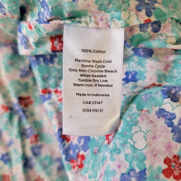 Talbots Plus Womens Ditzy Floral Button Down Shirt Flip Cuff Poolside Multi 2X - Picture 8 of 10